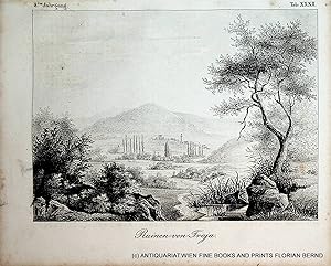 TROY, The Ruins of Troy, Die Ruinen von Troja, view original lithograph ca.1835, Turkey