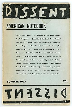 Bild des Verkufers fr Dissent: American Notebook; [Includes Mailer's short piece, The White Negro (Superficial Reflections on the Hipster)] zum Verkauf von Evening Star Books, ABAA/ILAB
