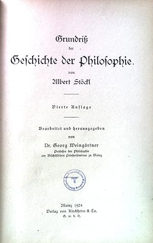 Bild des Verkufers fr Grundri der Geschichte der Philosophie. zum Verkauf von books4less (Versandantiquariat Petra Gros GmbH & Co. KG)