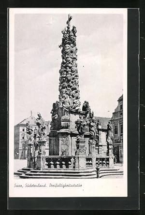 Ansichtskarte Saaz /Sudetenland, Dreifaltigkeitsstatue
