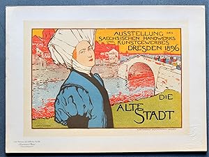 Affiche allemande pour l'Exposition saxonne comerciale et artistique de Dresde en 1896 "La Vieill...