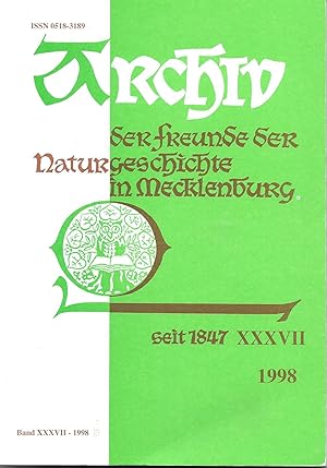 Image du vendeur pour Archiv der Freunde der Naturgeschichte in Mecklenburg Bd.XXXVII-1998 mis en vente par Antiquariat Christian Wulff