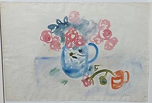 Bild des Verkufers fr Vase mit Blume und Gieskanne. Aquarell auf Btten. Doppelbild. zum Verkauf von Biblion Antiquariat