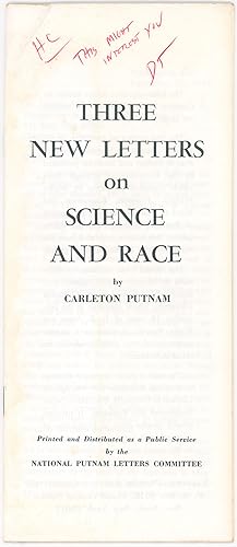 Immagine del venditore per Three New Letters on Science and Race venduto da D. Anthem, Bookseller
