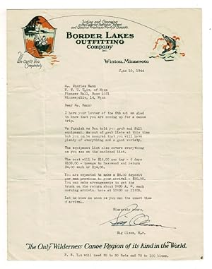 Seller image for One-page typed letter signed "Sig Olson" on Border Lakes Outfitting Company stationery for sale by Rulon-Miller Books (ABAA / ILAB)