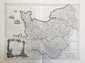 Bild des Verkufers fr Carte du Gouvernement de Normandie avec celui du Maine et Perche" - Normandie Maine Rouen Perche Caen Cherbourg Le Havre France Frankreich carte gravure zum Verkauf von Antiquariat Steffen Vlkel GmbH