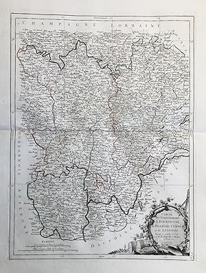 Bild des Verkufers fr Carte des Gouvernements de Bourgogne, de Franche Comt et de Lyonnois" - Bourgogne Franche Comte Lyon Lyonnais France Frankreich carte gravure zum Verkauf von Antiquariat Steffen Vlkel GmbH