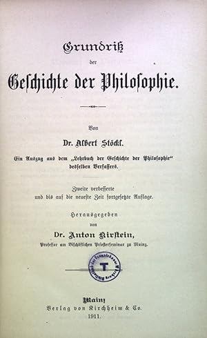 Bild des Verkufers fr Grundri der Geschichte der Philosophie. zum Verkauf von books4less (Versandantiquariat Petra Gros GmbH & Co. KG)