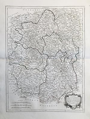 Bild des Verkufers fr Carte des Gouvernements du Berri, du Nivernois, de la Marche, du Bourbonnais, du Limosin, et de l'Auvergne" - Berry Nivernois Marche Auvergne Bourbonnais Limousin France Frankreich carte gravure zum Verkauf von Antiquariat Steffen Vlkel GmbH