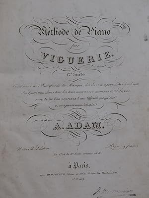Imagen del vendedor de VIGUERIE Bernard ADAM Adolphe Mthode de Piano 1re Suite ca1830 a la venta por partitions-anciennes