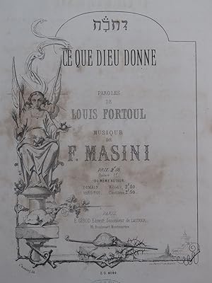 Immagine del venditore per MASINI F. Ce que Dieu donne Chant Piano ca1860 venduto da partitions-anciennes