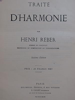 REBER Henri Traité d'Harmonie