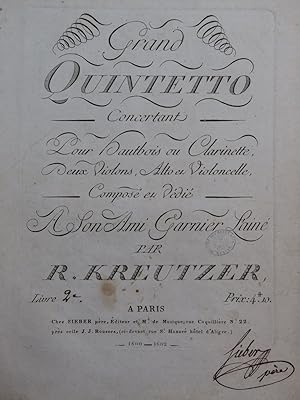 KREUTZER Rodolphe Grand Quintetto Hautbois Quatuor à cordes ca1800