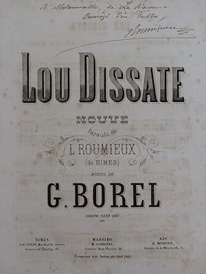 BOREL G. Lou Dissate Nouvè Dédicace Chant Piano ca1890