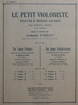 Image du vendeur pour PARENT Armand Le Petit Violoniste Volume 2B Piano Violon 1924 mis en vente par partitions-anciennes