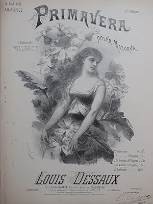 Seller image for DESSAUX Louis Primavera Polka Mazurka Piano 4 mains ca1898 for sale by partitions-anciennes