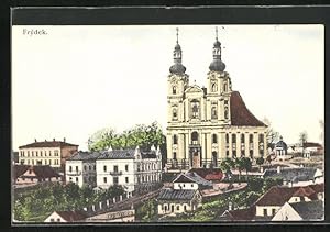 Ansichtskarte Frýdek, Ortsansicht mit Kirche
