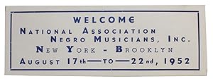 [Welcome Placard for the National Association of Negro Musicians' 29th Annual Convention]