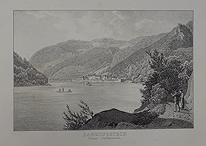 Seller image for Sarmingstein. Unter - Oesterreich. Lithographie v. Mansfeld u. Co. nach der Natur gezeichnet von Jakob Alt aus "Die Donau vom Ursprunge bis Belgrad. malerische Donaureise". Wien, Frster 1833, 13 x 19 cm for sale by Antiquariat Johannes Mller