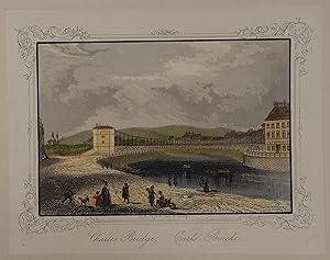 Carls-Brücke. Charles Bridge. Kolorierter Stahlstich aus A. H. Payne "Wien und seine Umgebungen" ...