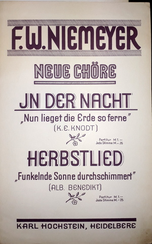 Seller image for Neue Chre: In der nacht (K.E. Knodt) Herbstlied (Alb. Benedikt) for sale by Paul van Kuik Antiquarian Music