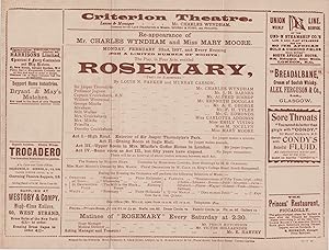 Theatre Programme: Rosemary, The Play in Four Acts at the Criterion Theatre, London.