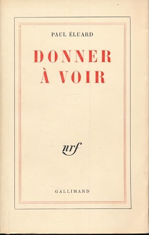 Image du vendeur pour Donner  voir mis en vente par LIBRAIRIE GIL-ARTGIL SARL