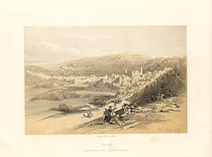 VIEW OF HEBRON,1857 ANTIQUE PRINT ANTIQUE ORIGINAL TINTED LANDSCAPE LITHOGRAPH ILLUSTRATIVE OF TH...