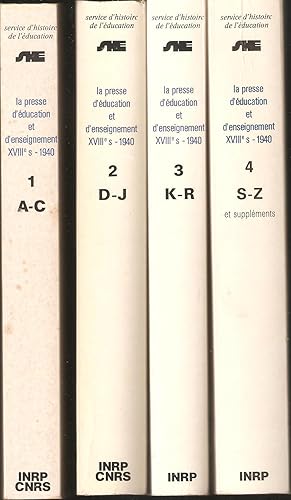Seller image for La presse d'ducation et d'enseignement du XVIIIe sicle  1940,.Tome 1-4 (= alles); Band 4 S-Z et Supplements for sale by Antiquariat Andreas Schwarz