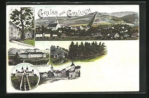 Lithographie Grulich, Pforte zum Muttergottesberg, Kressenbrunn, Wallfahrtskirche