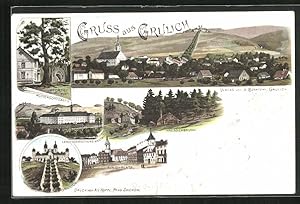 Lithographie Grulich, Kressenbrunn, Wallfahrtskirche, Pforte zum Muttergottesberg