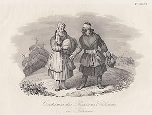 poln. Bauernpaar, "Costumes des Paysans Polonais, en Litivanie.".