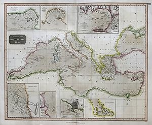 Bild des Verkufers fr Kupferstich- Karte, v. Neele aus "Thomson's New General Atlas", "Chart of the Mediterranean Sea.". zum Verkauf von Antiquariat Clemens Paulusch GmbH