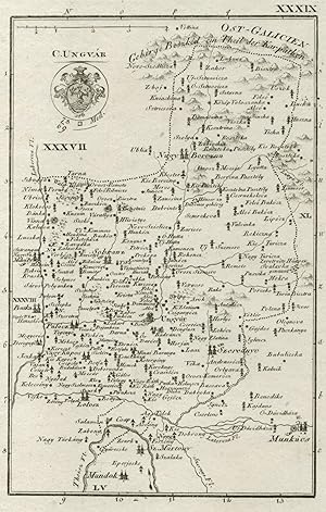 Kupferstich- Karte, aus Korabinszky, Atlas Regni Hungariae Portalis, "C. Ungvár".
