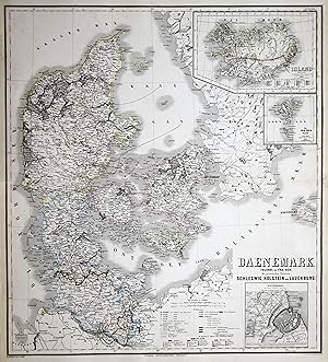 Bild des Verkufers fr Stahlstich- Karte, v. Haubold n. Grf, "Daenemark, Island u. die Far-oer. Die preussischen Provinzen Schleswig, Holstein und Lauenburg". zum Verkauf von Antiquariat Clemens Paulusch GmbH