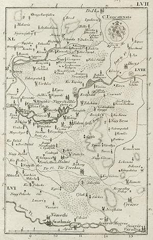Kupferstich- Karte, aus Korabinszky, Atlas Regni Hungariae Portalis, "C. Ugocsiensis".