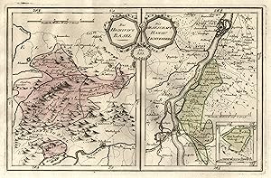 Kupferstich- Karte, b. Reilly, 2 Darst. auf 1 Blatt, "Das Hochstift Basel", und "Die Grafschaft H...