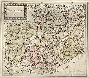 Kupferstich- Karte, b. Reilly, "Graubünden".