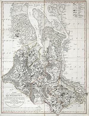 Kupferstich- Karte, v. Joh. Lehmann, "Karte Von Dem Herzogthum Oldenburg. Nach den trigonometrisc...