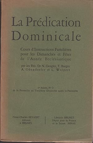 LA PREDICATION DOMINICALE - COURS D'INSTRUCTIONS FAMILIERES POUR LES DIMANCHES ET FETES DE L'ANNE...