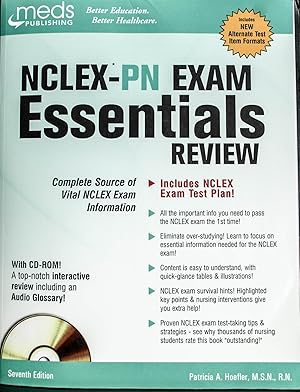 Bild des Verkufers fr NCLEX-PN Exam Essentials Review, 7th Edition-Includes CD zum Verkauf von Mad Hatter Bookstore