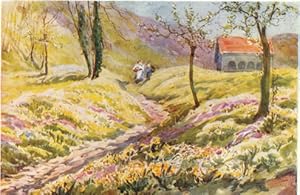 Gersau, an orchard in early spring,1907 colored swiss print