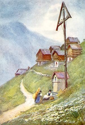 Mountain Path near Zinal,1907 colored swiss print