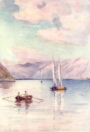Evening on the Lake of Geneva,1907 colored swiss print