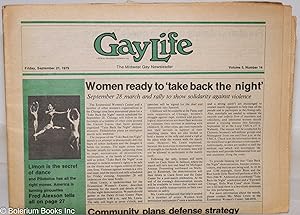 Imagen del vendedor de GayLife: the Midwest gay newsleader; vol. 5, #14, Friday, September 21, 1979: Women Ready to Take Back the Night a la venta por Bolerium Books Inc.