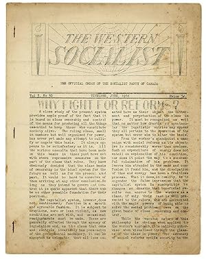 Imagen del vendedor de The Western Socialist: The Official Organ of the Socialist Party of Canada ; [Non-consecutive Run of Eleven Issues: June, 1936 - March, 1938] a la venta por Black's Fine Books & Manuscripts