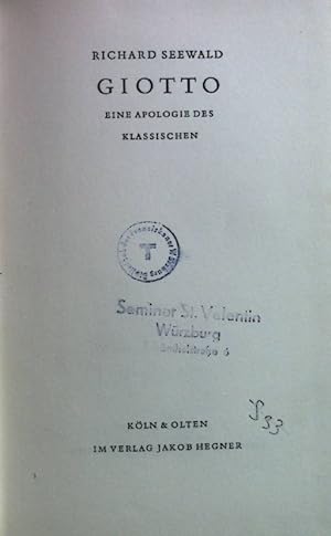 Bild des Verkufers fr Giotto. Eine Apologie des klassischen. zum Verkauf von books4less (Versandantiquariat Petra Gros GmbH & Co. KG)