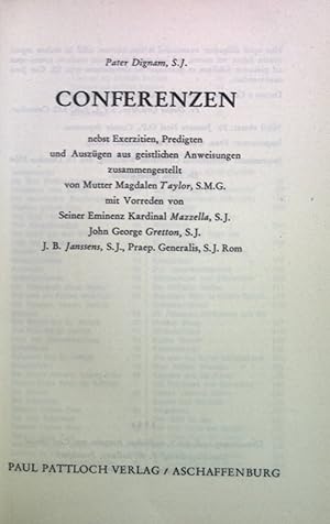 Seller image for Conferenzen: nebst Exerzitien, Predigten und Auszgen aus geistlichen Anweisungen. for sale by books4less (Versandantiquariat Petra Gros GmbH & Co. KG)