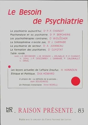 Raison présente n°83 : Le besoin de psychiatrie - Collectif