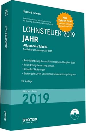 Bild des Verkufers fr Tabelle, Lohnsteuer 2019 Jahr: mit 8 % + 9 % Kirchensteuer zum Verkauf von Rheinberg-Buch Andreas Meier eK